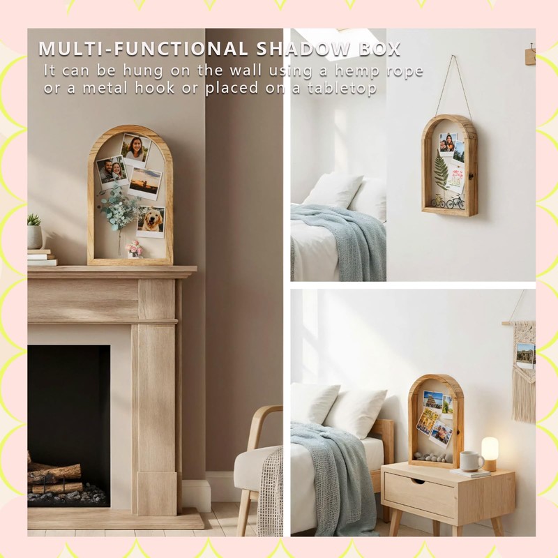 WLZGDFB Shadow Box Frame with Clear Acrylic Door, Removable Shelves