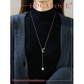 FOCALOOK Women's Y-Shaped Necklace, Stainless Steel, Metal Allergy, Lariat, Gold Necklace, Adjustable, Long Chain Necklace, Simple, Lariat, Accessory Gift, Stainless Steel