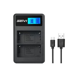 SHEAWA NP-F550/570/970 Charger, Charging Information Display, Display Included, 2 Chargers, USB Charger, USB Charging, NP-FM500H (α99II α77II, α99 α68), NP-F730, NP-F750, NP-F770, NP-F970, NP-F960,