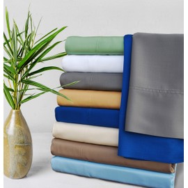 SUPERIOR Rayon from Bamboo 300-Thread Count Solid Deep Pocket Sheet Set, Split King, Sage, 5-Piece Set