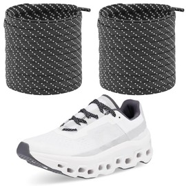 NDTEZUGT 7MM Shoelaces for ON Cloudmonster Sneakers, Double Polyester Flat Athletic Rnuning Shoe Laces Replacement Strings (Black,63"/160cm)