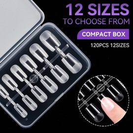 Gelike ec Short Square Soft Gel Nail Tip Kit, X Full Cover Soak Off Clear Gelly Tips Pre-Buff PMMA False Press on Nail Tips for Nail Extensions, 12 Sizes-SHORT SQUARE 120PCS
