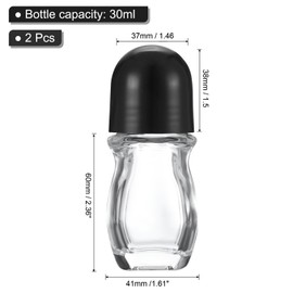 PATIKIL 30 mlガラス空ローラーボトル プラスチックローラーボール付き2 個防漏マッサージローラーボールコンテナ エッセンシャルオイル香水を保存するため黒い