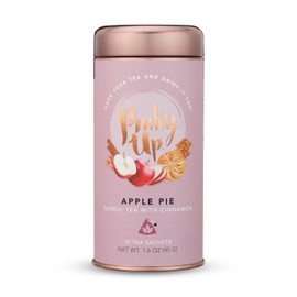 Pinky Up Apple Pie Herbal Tea, Full Leaf Dessert Tea with Cinnamon, Almond, and Hazelnut Brittle, Naturally Caffeine-Free, Compostable Pyramid Sachets, Sweet and Nutty, 1.6 oz, 15 Sachets