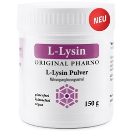 L-Lysin Pulver 150 g – 100% pures Lysin, essenzielle Aminosäure, hochdosiert, vegan, gut löslich & geschmacksneutral – Für Getränke & Smoothies, ohne Zusatzstoffe – Original Pharno