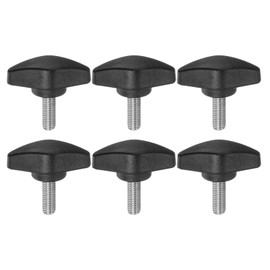 sourcing map 6pcs Tee Wing Knobs M6 x 16mm Metric Male Threaded Stud T Head Plastic Knob Handles Thumb Screws Hand Clamping Tightening Knob Grip Thumbscrew, Black