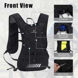 Running Hydration Vest Backpack with 2L Water Bladder or 470ml Soft Flask(optional), Cycling Backpack Ski Backpack, Running Backpack, Water Backpack, MTB Rucksack (Backpack with 2L Hydration Bladder)