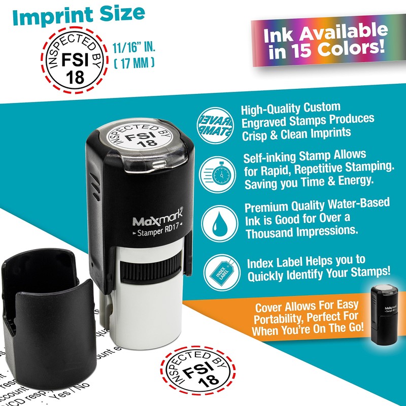 MaxMark Custom Round Self Inking Inspection Stamp - Customize up