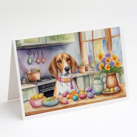 Caroline's Treasures DAC6808GCA7P Decorating Easter English Foxhound Greeting Cards Pack of 8 Blank Cards with Envelopes Whimsical A7 Size 5x7 Blank Note Cards
