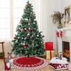 ZANZER Christmas Tree Skirt Rustic Red & White Knitted Xmas