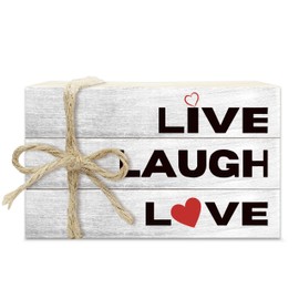 Christian Decorative Book Stack for Farmhouse, Tiered Tray Decor Housewarming Gifts, Inspirational Stacked Books Set, Live Laugh Love Wooden Book Decor for Home Office Living Room Table Shelf -22