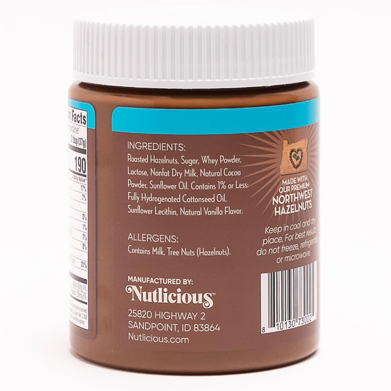 NUTLICIOUS Hazelnut Cocoa Spread (13 oz), Spreadable Roasted Hazelnuts with