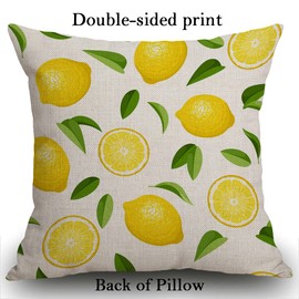Smooffly Lemon Fruit Leaves Cushion Cover Outdoor Furniture Decorative Linen Square Double Sided Printing Pillow Cover for Home Office Sofa Couch Car Garden 45 x 45cm 18 x 18 inches