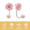 MOROBOR Pink Flower Ceramic Wall Coat Hook，4pcs 3D Rose-Shaped Chrome