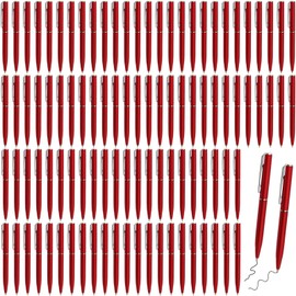 LCPQMZGH 100 Pcs Small Ballpoint Pens, 4 Inch Mini Pens Bulk, for Pocket Notebooks and Notepads, Black Ink (Red)