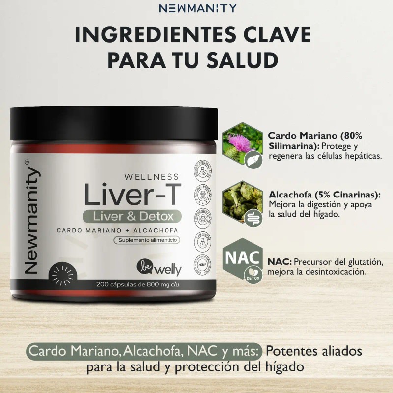 Suplemento Cápsula Newmanity Wellness Minerales Vitaminas Liver 800mg