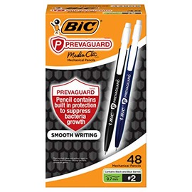 BIC PrevaGuard Media Clic #2 - Lápiz mecánico, punta media (0,7 mm), 48 unidades, escritura suave, contiene protección integrada en el lápiz
