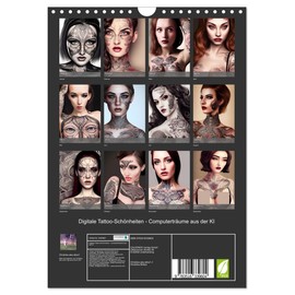 Digitale Tattoo-Schönheiten - Computerträume aus der KI (Wandkalender 2026 DIN A4 hoch), CALVENDO Monatskalender