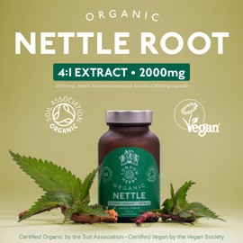 London Herbs Organic Stinging Nettle Root Extract 2000mg | High Strength 4:1 Extract Stinging Nettle Supplement | 60 Vegan Capsules | Made in The UK | Sustainably Packaged & Produced