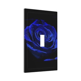 Elegant Romantic Girl Royal Blue Rose Floral Flower Valentine's Day Lover Art Decorative Single Toggle Device Decorator Outlet Light Switch Wall Plate Cover 1-Gang Electrical Oversized Faceplate Cover
