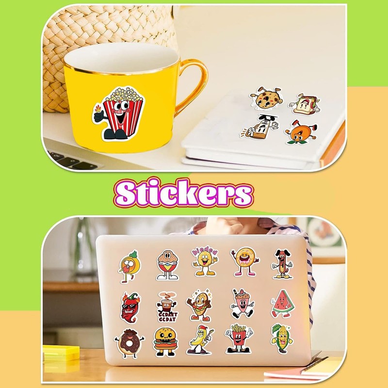 Comida Variada Cool Sabores Diversión Color 50 Calcomanías Stickers PVC