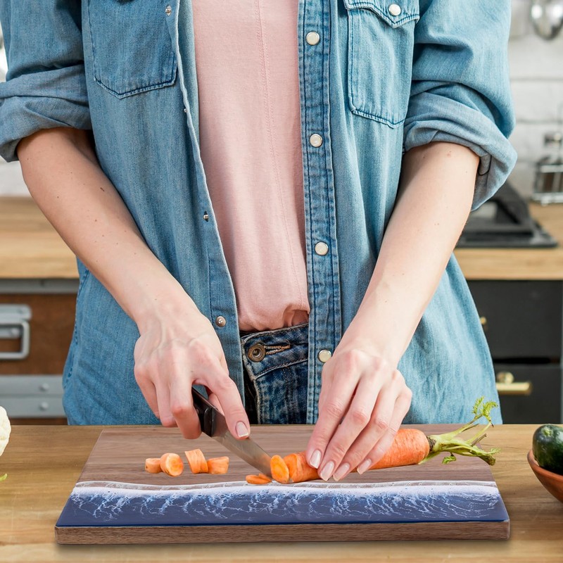 gzcmxh Resin Cutting Board, Handmade Charcuterie Board with Wave Pattern