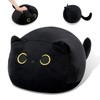 SteasMotai 15.7" 3D Black Cat Plush Toy Pillow, Soft Kawaii