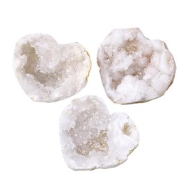 Erliway Moroccan Agate Geodes with Crystals, Natural Break Your Own Geodes, Crack Open & Discover Amazing Surprise Crystals Inside, Heart Shape Quartz Geode Cluster for Home Decor Meditation (2-2.4")