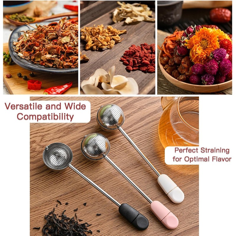 3 Pcs Stainless Steel Mesh Twisting Tea Ball Infuser,Long Handle