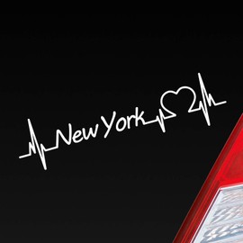 Hellweg Druckerei Car Sticker New York Heart Pulse State USA Love Approx. 19 x 5 cm