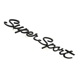 2Pcs Script Super Sport Emblems 3D Front Side Badge Nameplate Letter Compatible with Chevy Impala SS 1965 1966 (Glossy Black)