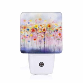 Chrobak LED Night Light,Abstract Floral Watercolor Paintings LED Night Light Plug into Wall with Dusk to Dawn Light Sensor White Energy Efficient Nightlight for Bedroom Hallway Living Room Kitchen