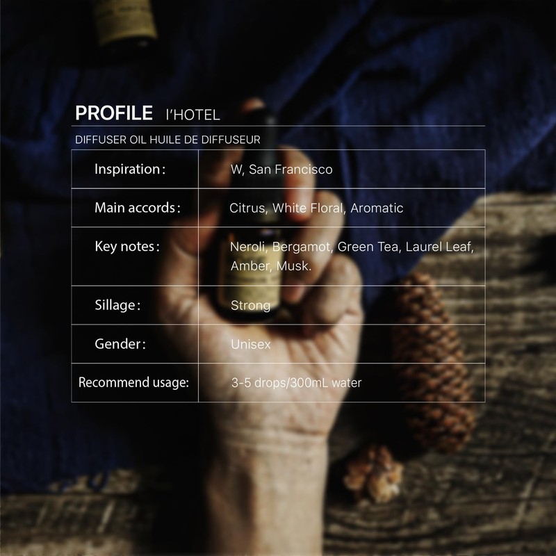 l'Hotel Diffuser Oil, White Floral Citrus Scent, Lifestyle Blend Neroli,