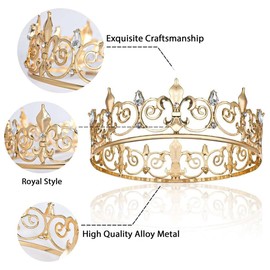 AIMALL Royal Alloy Crown, Unisex Decorative Headwear for Men and Women, Performance and Pageantry, Intricate Design, Fits Most Sizes