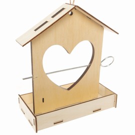 Baker Ross Heart Birdhouse Wood Craft Set - 2 Pack, Nesting Boxes for Birds to Paint and Craft for Kids (FC445)