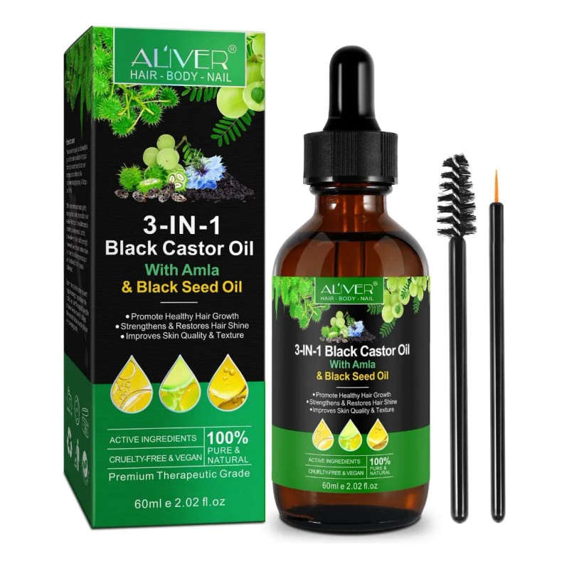 Aceite Puro 3 En 1 Oil Ricino Negro + Amla