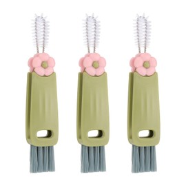 uxcell 3pcs Cup Lid Cleaning Brush, Water Bottle Cleaner Brush with Flower Pattern, for Tight Spaces, Bottle Gap Green