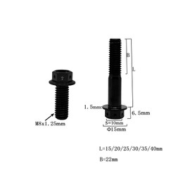 RISON Titanium Bolts M8 x 1.25 x 25 mm Titanium Flange Screws TC4 Titanium Screws Hex Screw Black GR5 Titanium Bolts Pack of 5