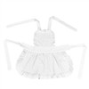 White Cotton Women Maid Apron Ruffle Hem Kitchen Solid Color