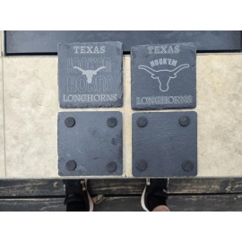 Texas Longhorns Laser Engraved slate coasters,  Set Of 6
