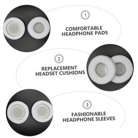 KOMBIUDA 1pair Convenient Headphone Replacement Cushions for Round Headsets Comfortable Protein Ear Pads Noise-Blocking Design Use