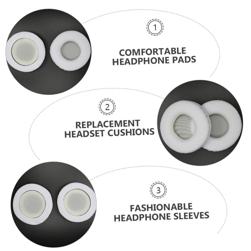 KOMBIUDA 1pair Convenient Headphone Replacement Cushions for Round Headsets Comfortable