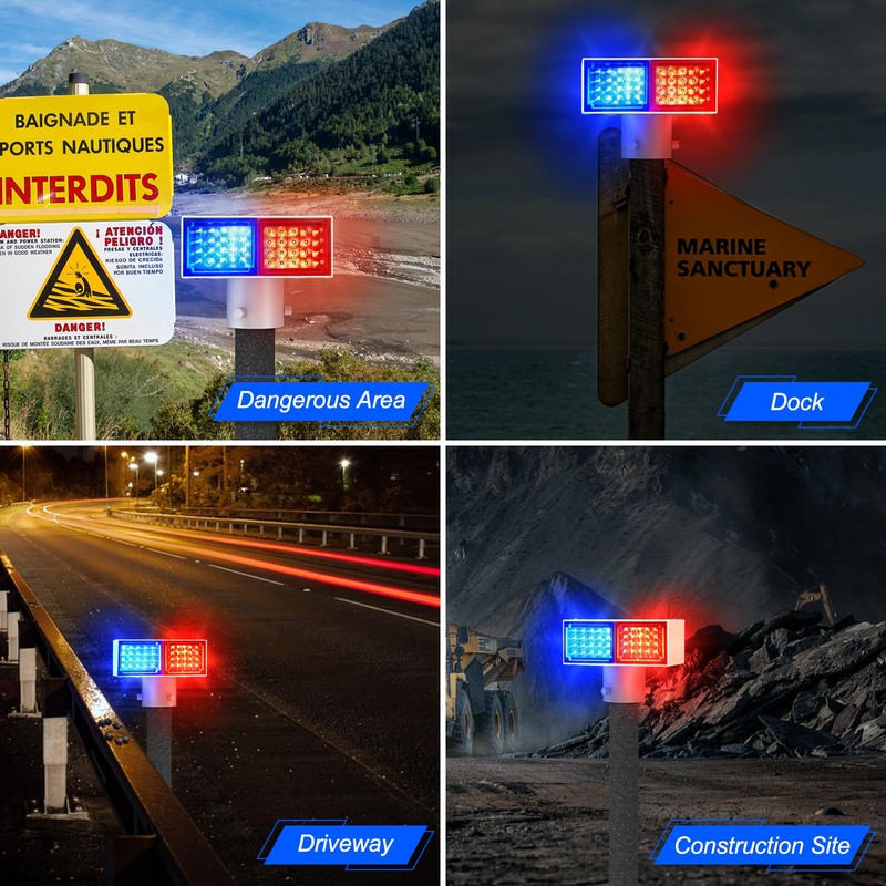 Aolyty Solar Strobe Light, Bright Red & Blue Light Flashing