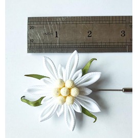 Edelweiss brooch pin Men's flower lapel pin White flower buttoniere Suit pin Handmade brooch