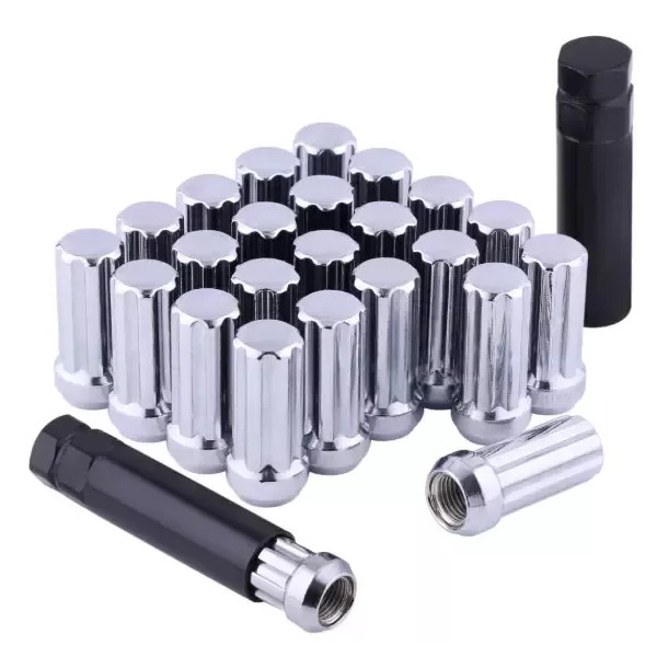 Branded 24 PC 14X1.5 Lug Nuts Chrome 7-Spline Compatible with