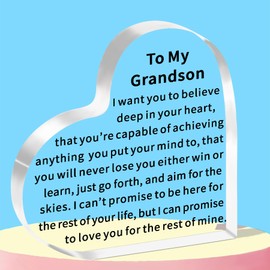 WTOPP Grandson Gifts Grandson Inspirational Acrylic Plaque Gifts Grandson Graduation Gifts Birthday Christmas Gifts Present For Grandson