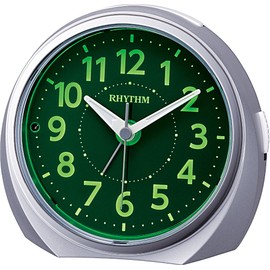 リズム(RHYTHM) 目覚まし時計 アナログ ルークR666 夜見える 暗所 ライト 自動 点灯 連続秒針 集光 文字板 電子音 アラーム 銀色 RHYTHM 8RE666SR19