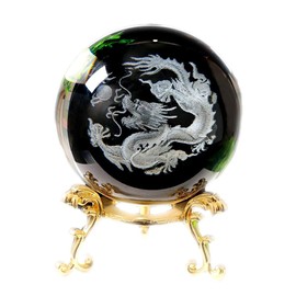 HIRAISM Dragon Ball Feng Shui Crystal Figurine with Base (3.1 inches (8 cm)