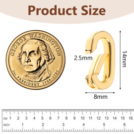 Pack of 10 Mini Carabiner Gold Chain Clasp DIY Necklace Bracelet Jewellery Clasp 14 × 8 mm Oval Clasp Lobster Clasp Spring Ring Clasp for Jewellery Connection Oval Clasp