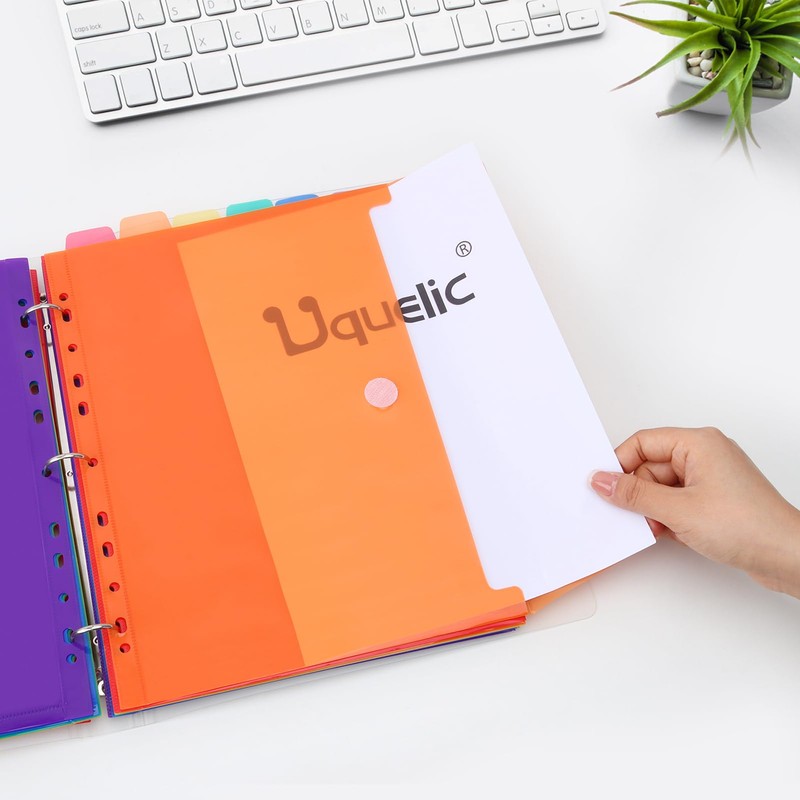 Uquelic A4 Folder Organiser, Ring Binder with 12 Document Folder